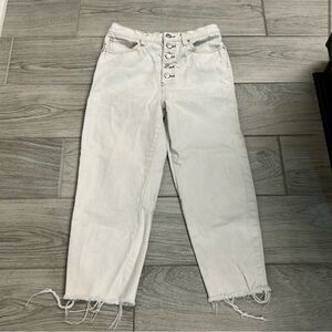 Free People Rinsed Seeded Barrel Cropped Button Fly